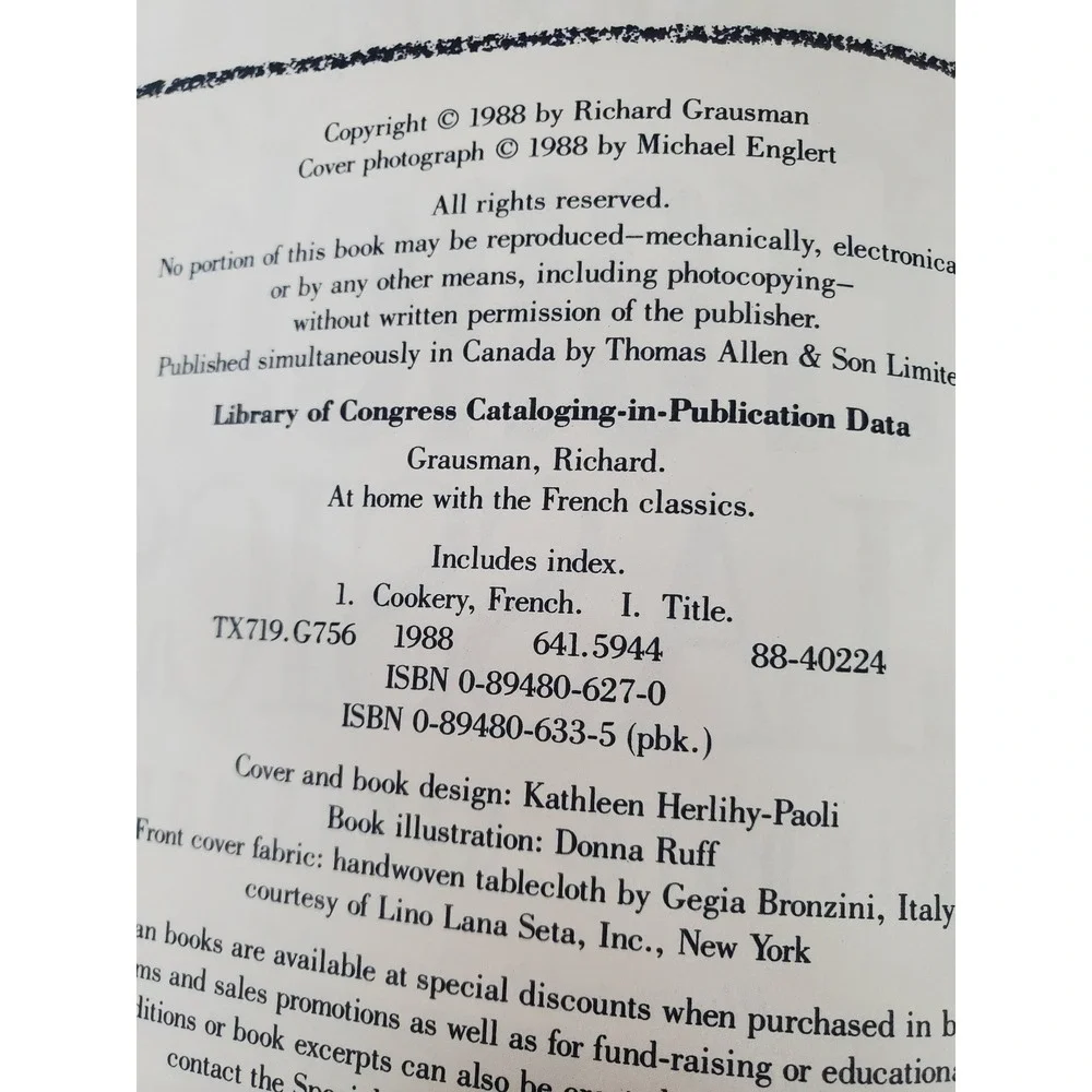 At Home With‎ The French Classics Cookbook Richard Grausman 1988 Great Recipes